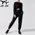 2020 JIEJIN OEM Fashion Mujeres personalizadas Pantalones negros para mujeres Gimnasio Jogger Pantalones